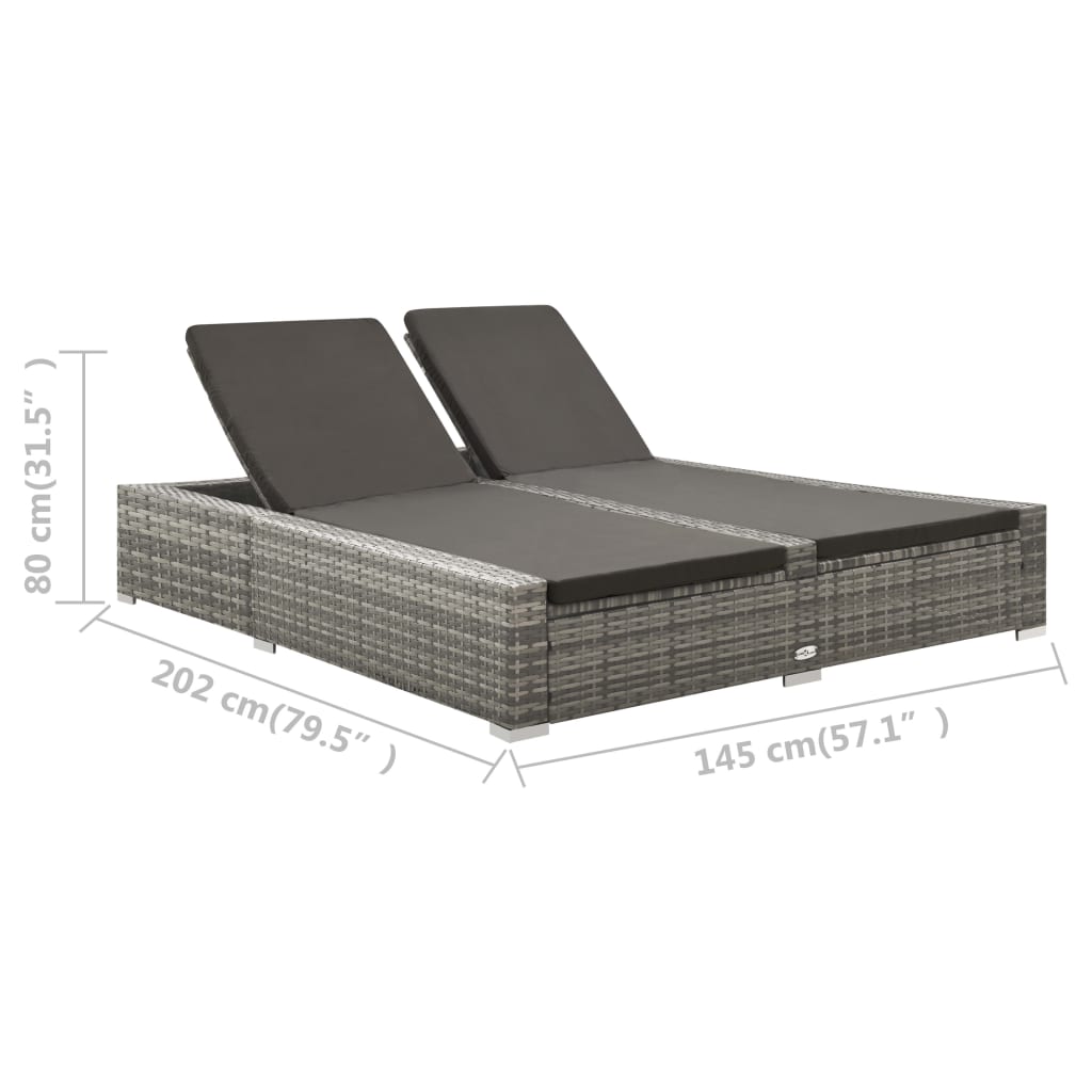 Ligbed tweepersoons poly rattan grijs is nu te koop bij PeponiXL, paradijselijk wonen!