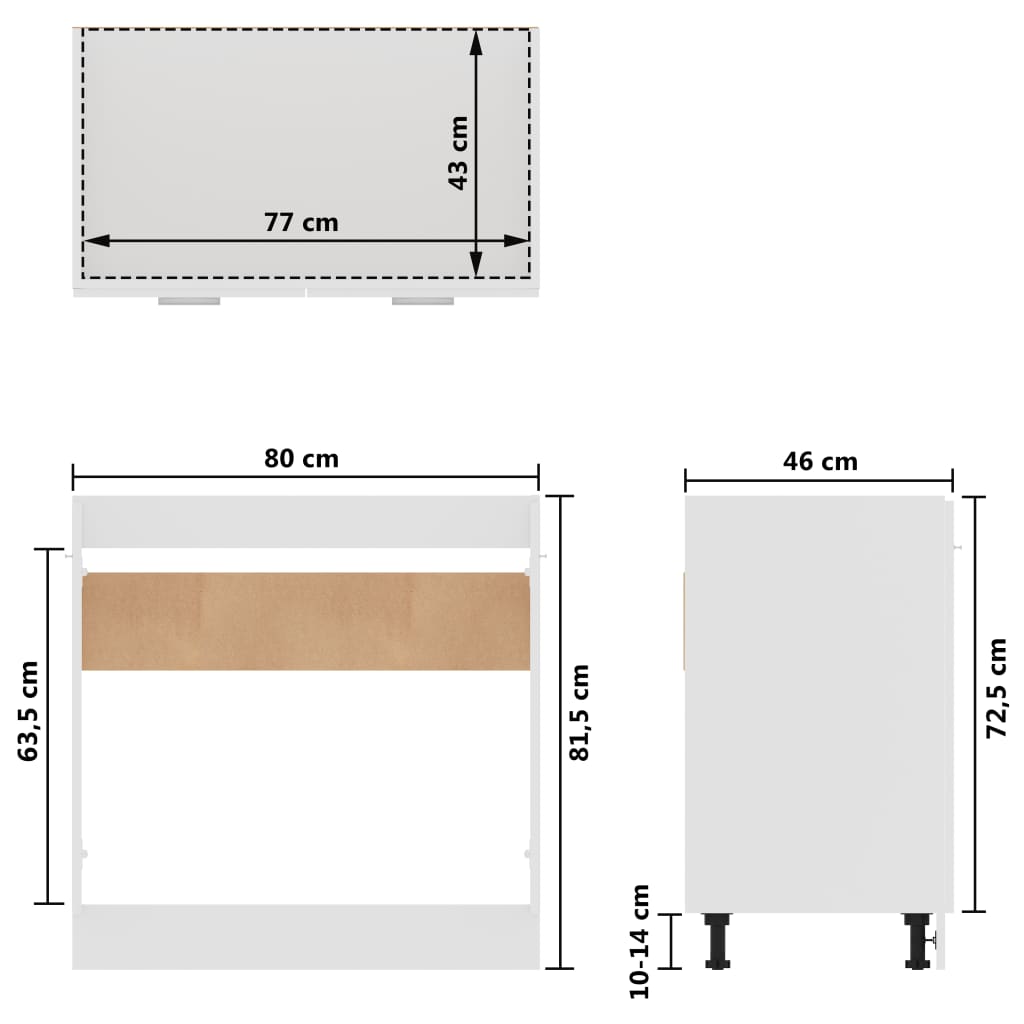 Wastafelonderkast Lyon 80x46x81,5 cm bewerkt hout wit is nu te koop bij PeponiXL, paradijselijk wonen!