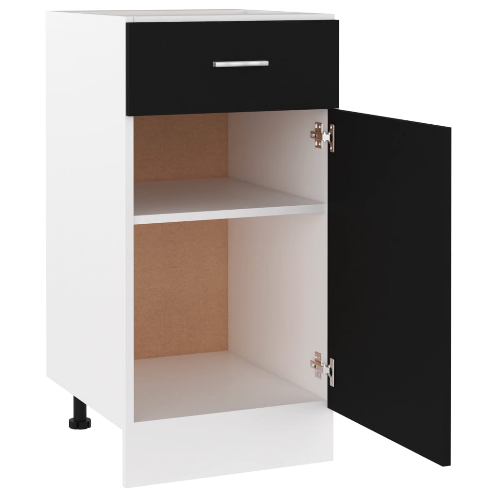 Onderkast met lade Lyon 40x46x81,5 cm bewerkt hout zwart is nu te koop bij PeponiXL, paradijselijk wonen!