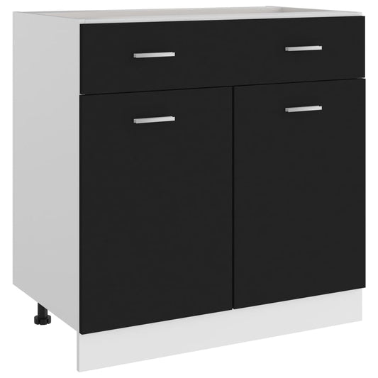 Onderkast met lade Lyon 80x46x81,5 cm bewerkt hout zwart is nu te koop bij PeponiXL, paradijselijk wonen!