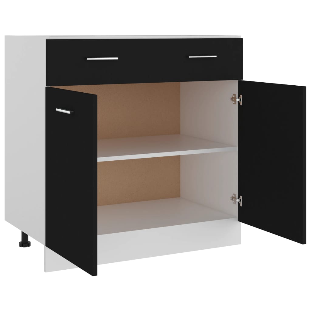 Onderkast met lade Lyon 80x46x81,5 cm bewerkt hout zwart is nu te koop bij PeponiXL, paradijselijk wonen!