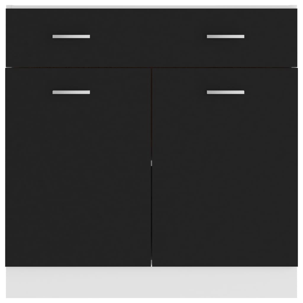 Onderkast met lade Lyon 80x46x81,5 cm bewerkt hout zwart is nu te koop bij PeponiXL, paradijselijk wonen!