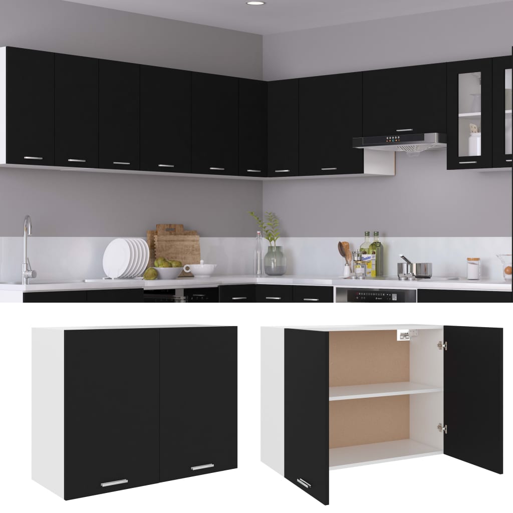 Bovenkast Lyon 80x31x60 cm bewerkt hout zwart is nu te koop bij PeponiXL, paradijselijk wonen!