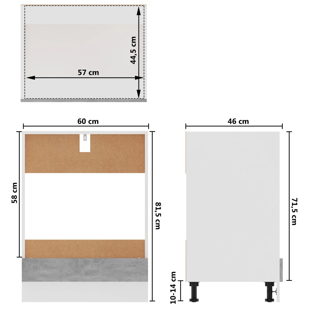 Ovenkast Lyon 60x46x81,5 cm bewerkt hout betongrijs is nu te koop bij PeponiXL, paradijselijk wonen!