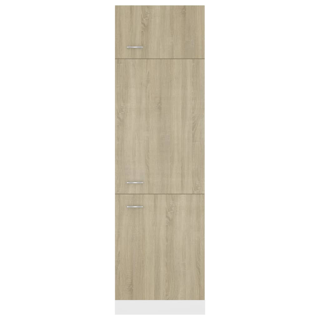 Koelkastkast 60x57x207 cm bewerkt hout sonoma eikenkleurig is nu te koop bij PeponiXL, paradijselijk wonen!