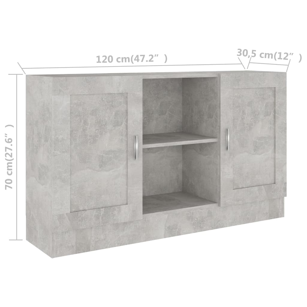Dressoir 120x30,5x70 cm bewerkt hout betongrijs is nu te koop bij PeponiXL, paradijselijk wonen!