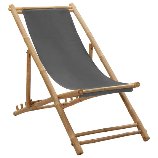 Ligstoel bamboe en canvas donkergrijs is nu te koop bij PeponiXL, paradijselijk wonen!