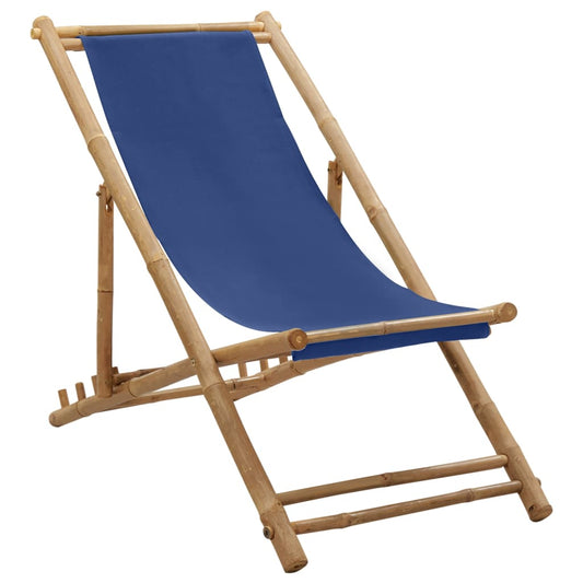 Ligstoel bamboe en canvas marineblauw is nu te koop bij PeponiXL, paradijselijk wonen!