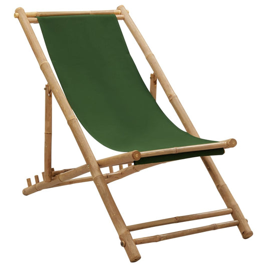 Ligstoel bamboe en canvas groen is nu te koop bij PeponiXL, paradijselijk wonen!