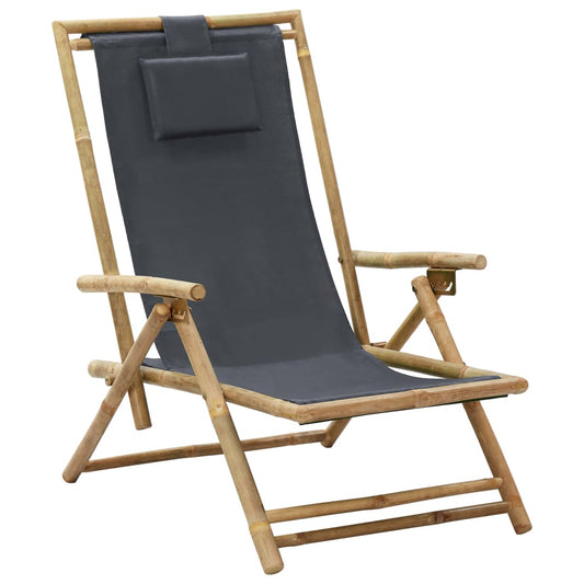 Relaxstoel verstelbaar bamboe en stof donkergrijs is nu te koop bij PeponiXL, paradijselijk wonen!