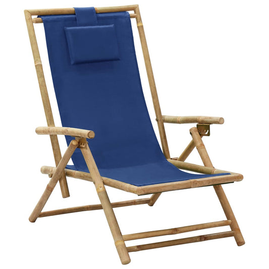 Relaxstoel verstelbaar bamboe en stof marineblauw is nu te koop bij PeponiXL, paradijselijk wonen!