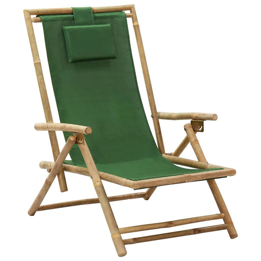 Relaxstoel verstelbaar bamboe en stof groen is nu te koop bij PeponiXL, paradijselijk wonen!