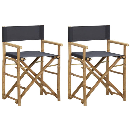 Regisseursstoelen 2 st inklapbaar donkergrijs bamboe en stof is nu te koop bij PeponiXL, paradijselijk wonen!