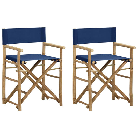 Regisseursstoelen 2 st inklapbaar blauw bamboe en stof is nu te koop bij PeponiXL, paradijselijk wonen!