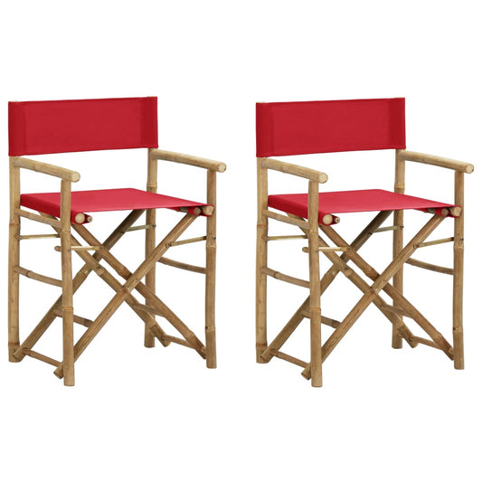 Regisseursstoelen 2 st inklapbaar rood bamboe en stof is nu te koop bij PeponiXL, paradijselijk wonen!
