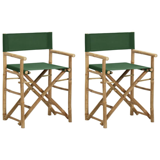 Regisseursstoelen 2 st inklapbaar groen bamboe en stof is nu te koop bij PeponiXL, paradijselijk wonen!