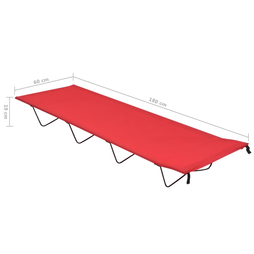 Campingbed 180x60x19 cm oxford stof en staal rood is nu te koop bij PeponiXL, paradijselijk wonen!