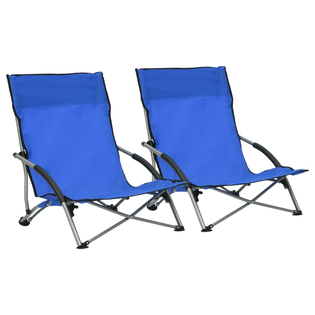 Strandstoelen 2 st inklapbaar stof blauw is nu te koop bij PeponiXL, paradijselijk wonen!