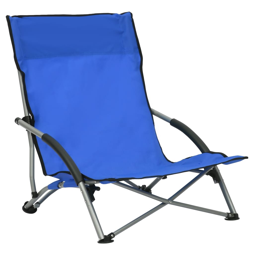 Strandstoelen 2 st inklapbaar stof blauw is nu te koop bij PeponiXL, paradijselijk wonen!