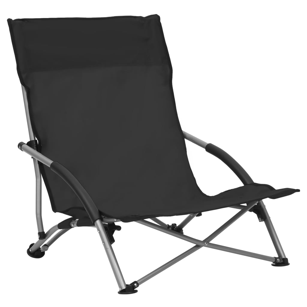 Strandstoelen 2 st inklapbaar stof zwart is nu te koop bij PeponiXL, paradijselijk wonen!