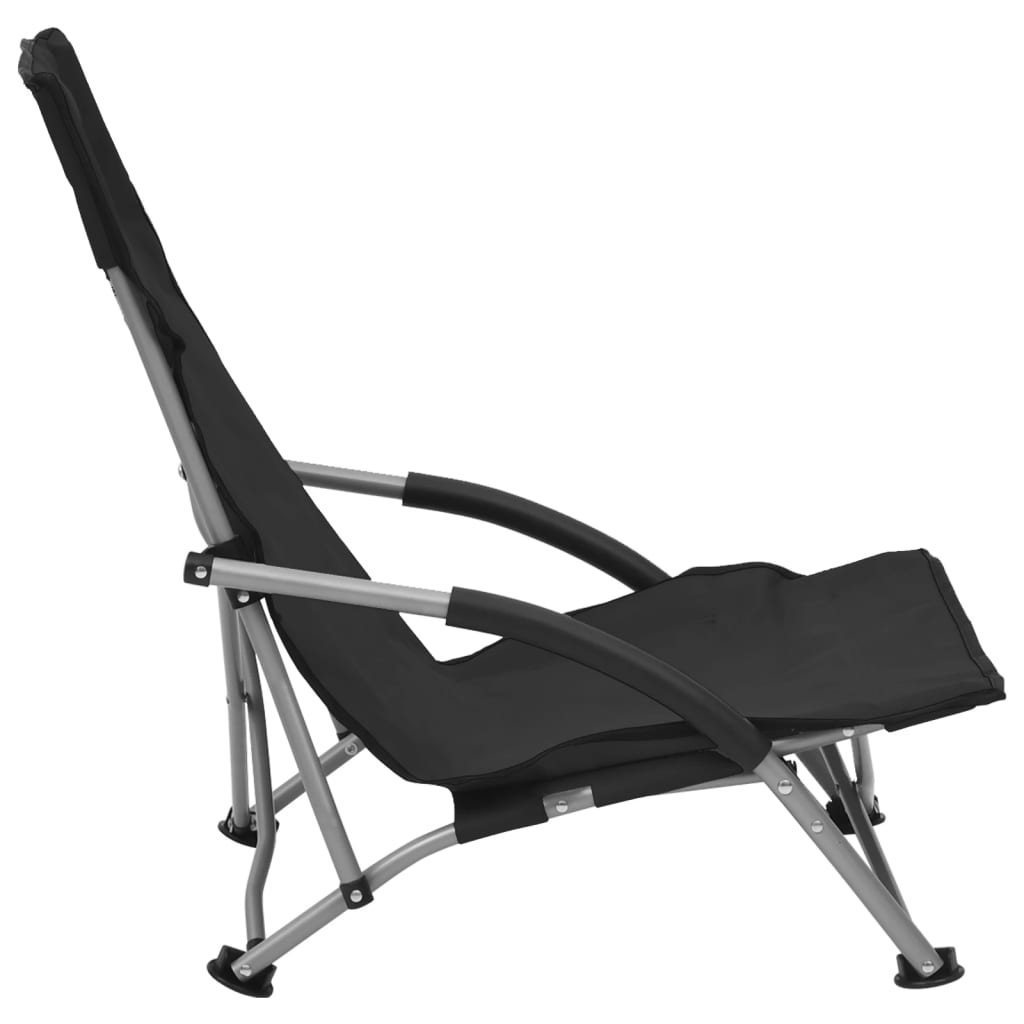 Strandstoelen 2 st inklapbaar stof zwart is nu te koop bij PeponiXL, paradijselijk wonen!