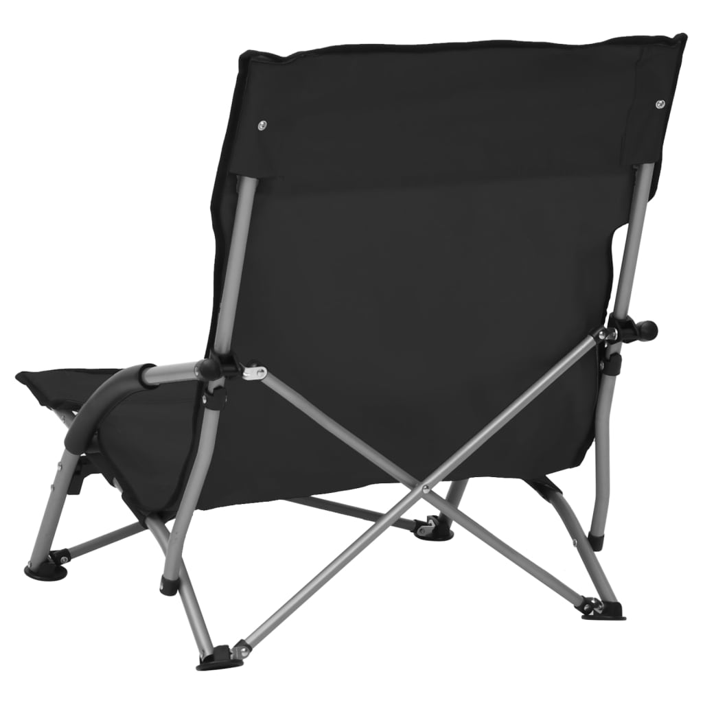 Strandstoelen 2 st inklapbaar stof zwart is nu te koop bij PeponiXL, paradijselijk wonen!