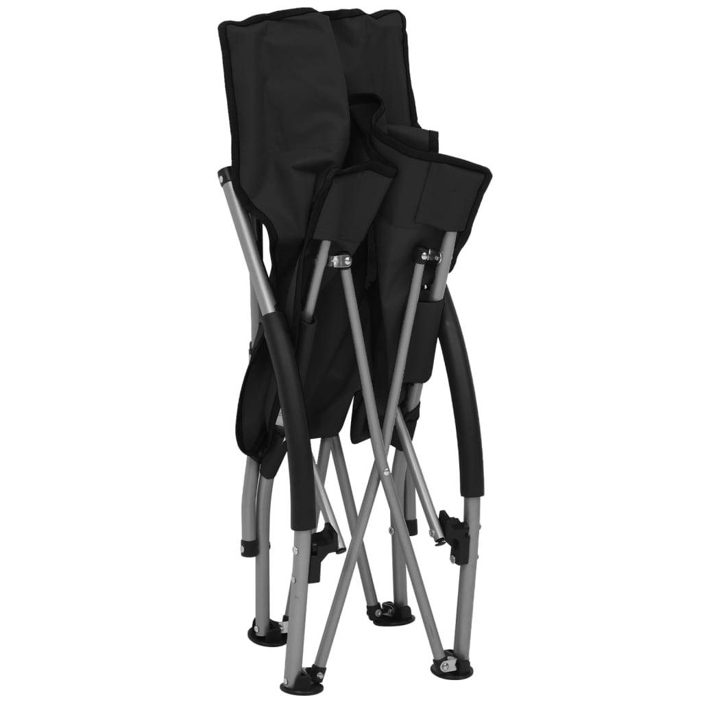 Strandstoelen 2 st inklapbaar stof zwart is nu te koop bij PeponiXL, paradijselijk wonen!