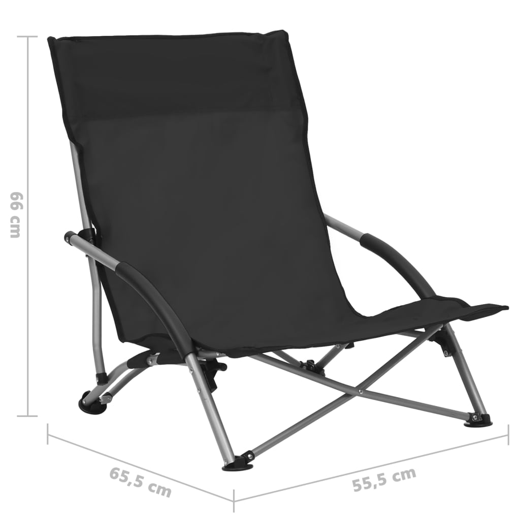 Strandstoelen 2 st inklapbaar stof zwart is nu te koop bij PeponiXL, paradijselijk wonen!