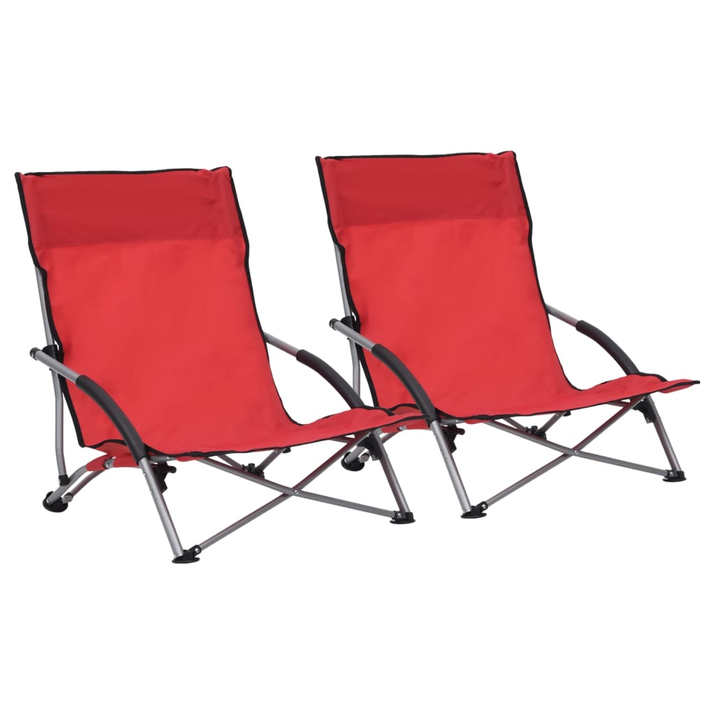 Strandstoelen 2 st inklapbaar stof rood is nu te koop bij PeponiXL, paradijselijk wonen!
