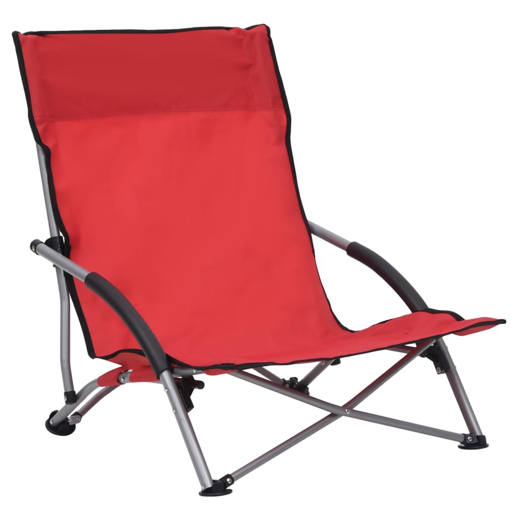 Strandstoelen 2 st inklapbaar stof rood is nu te koop bij PeponiXL, paradijselijk wonen!