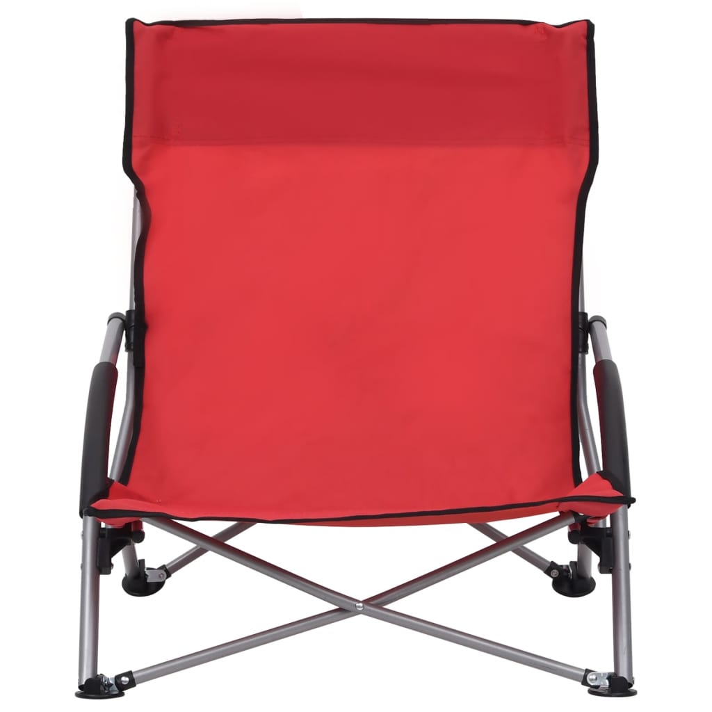 Strandstoelen 2 st inklapbaar stof rood is nu te koop bij PeponiXL, paradijselijk wonen!