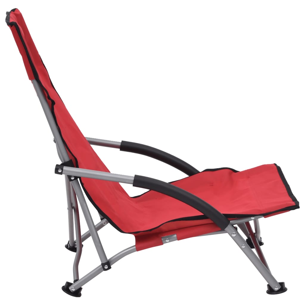 Strandstoelen 2 st inklapbaar stof rood is nu te koop bij PeponiXL, paradijselijk wonen!
