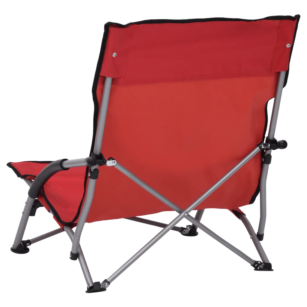 Strandstoelen 2 st inklapbaar stof rood is nu te koop bij PeponiXL, paradijselijk wonen!