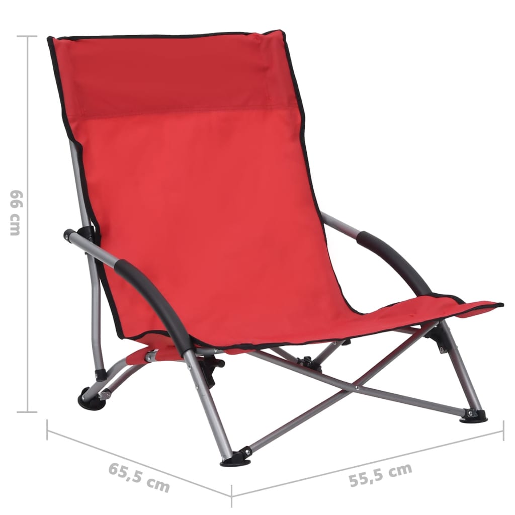 Strandstoelen 2 st inklapbaar stof rood is nu te koop bij PeponiXL, paradijselijk wonen!