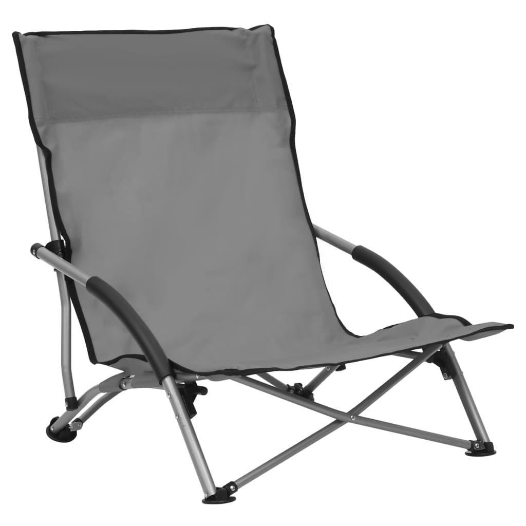 Strandstoelen 2 st inklapbaar stof grijs is nu te koop bij PeponiXL, paradijselijk wonen!