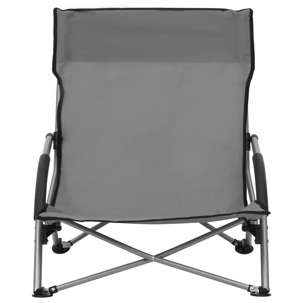 Strandstoelen 2 st inklapbaar stof grijs is nu te koop bij PeponiXL, paradijselijk wonen!