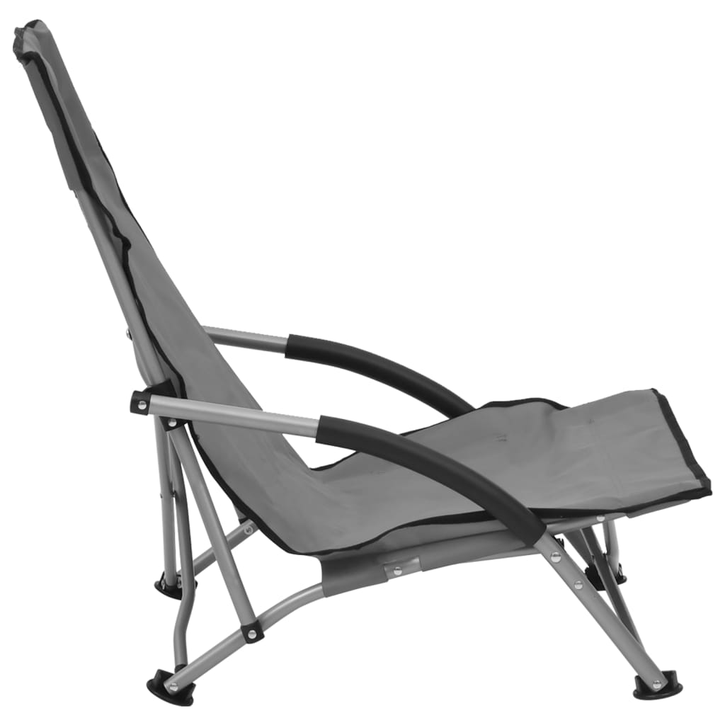 Strandstoelen 2 st inklapbaar stof grijs is nu te koop bij PeponiXL, paradijselijk wonen!
