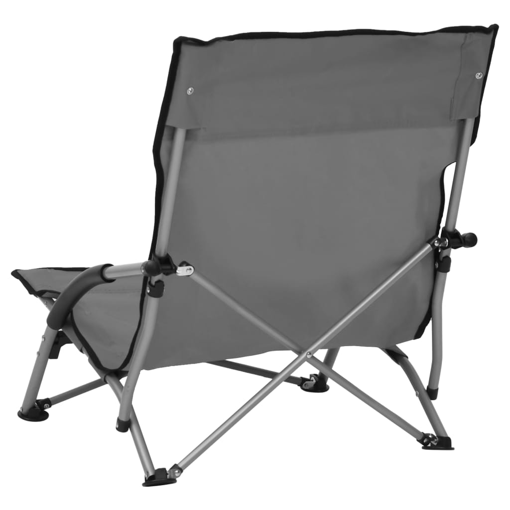 Strandstoelen 2 st inklapbaar stof grijs is nu te koop bij PeponiXL, paradijselijk wonen!