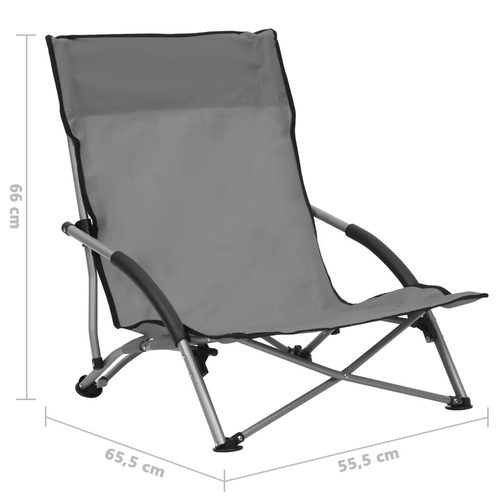 Strandstoelen 2 st inklapbaar stof grijs is nu te koop bij PeponiXL, paradijselijk wonen!