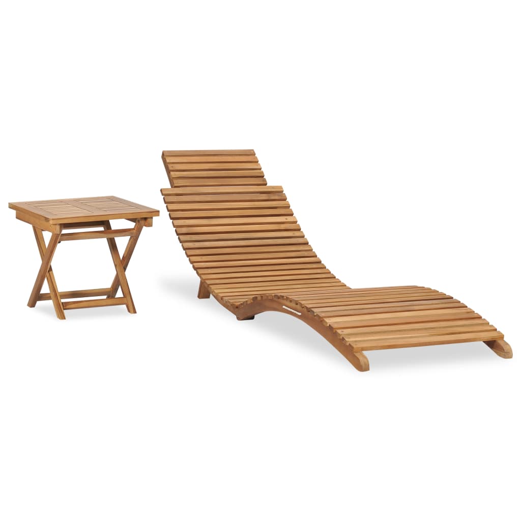 Ligbed met inklapbare tafel massief teakhout is nu te koop bij PeponiXL, paradijselijk wonen!