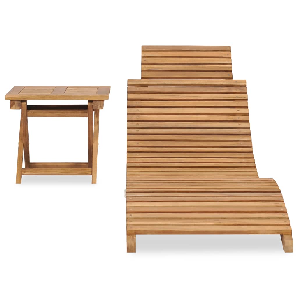 Ligbed met inklapbare tafel massief teakhout is nu te koop bij PeponiXL, paradijselijk wonen!