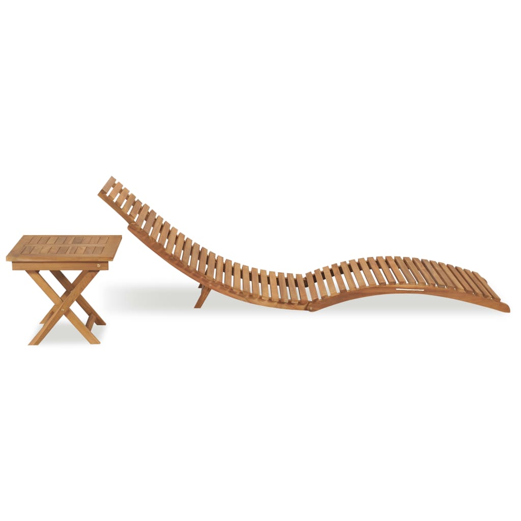 Ligbed met inklapbare tafel massief teakhout is nu te koop bij PeponiXL, paradijselijk wonen!