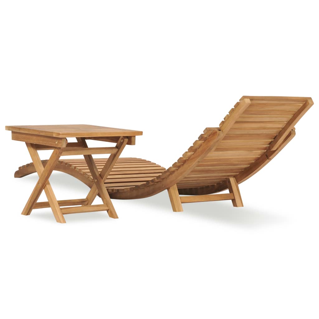 Ligbed met inklapbare tafel massief teakhout is nu te koop bij PeponiXL, paradijselijk wonen!
