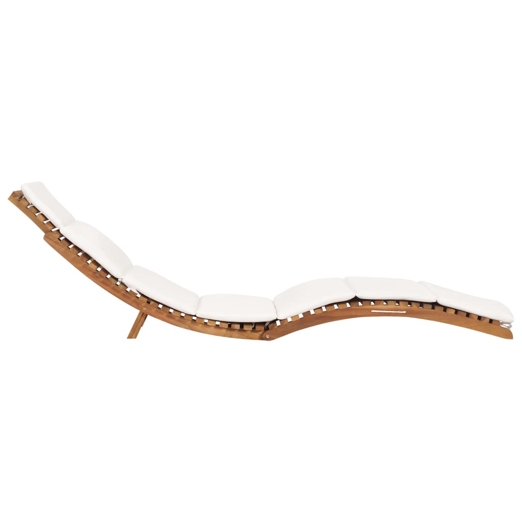Ligbed inklapbaar met crèmewit kussen massief teakhout is nu te koop bij PeponiXL, paradijselijk wonen!