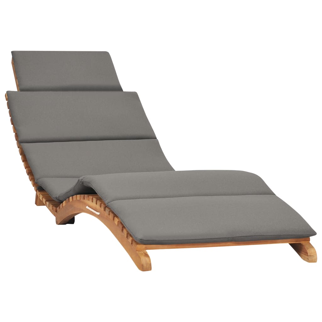Ligbed inklapbaar met donkergrijs kussen massief teakhout is nu te koop bij PeponiXL, paradijselijk wonen!