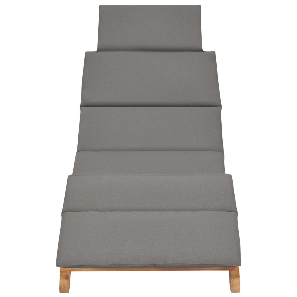 Ligbed inklapbaar met donkergrijs kussen massief teakhout is nu te koop bij PeponiXL, paradijselijk wonen!