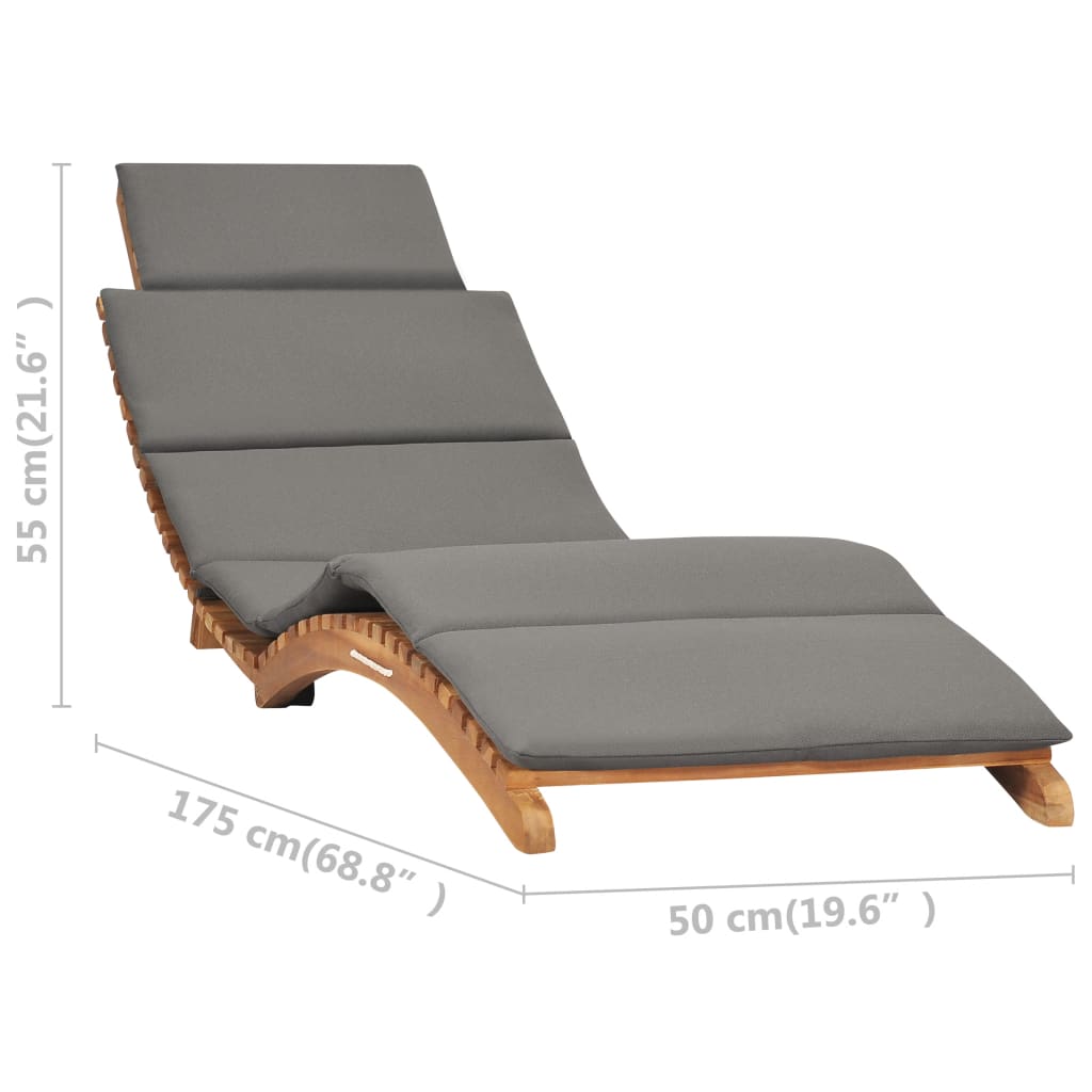 Ligbed inklapbaar met donkergrijs kussen massief teakhout is nu te koop bij PeponiXL, paradijselijk wonen!
