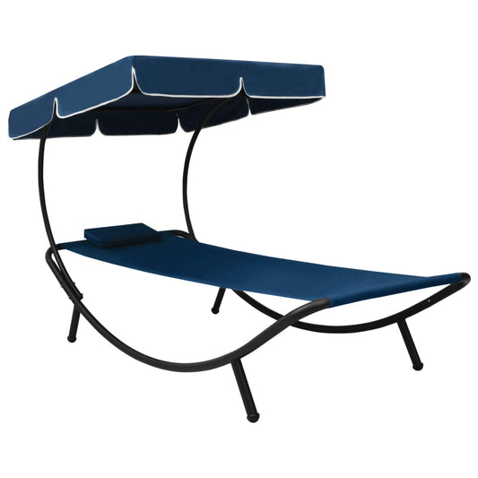 Loungebed met luifel en kussen blauw is nu te koop bij PeponiXL, paradijselijk wonen!