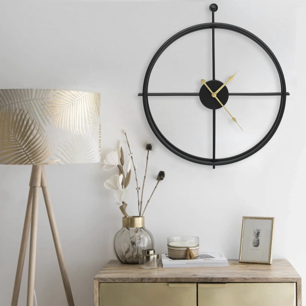 Wandklok 52 cm ijzer zwart is nu te koop bij PeponiXL, paradijselijk wonen!