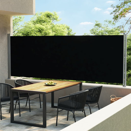 Tuinscherm uittrekbaar 600x160 cm zwart is nu te koop bij PeponiXL, paradijselijk wonen!
